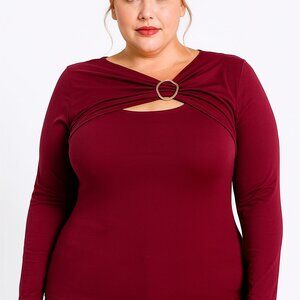 Plus holiday Party top with gold trim Plus Women Fashion Top